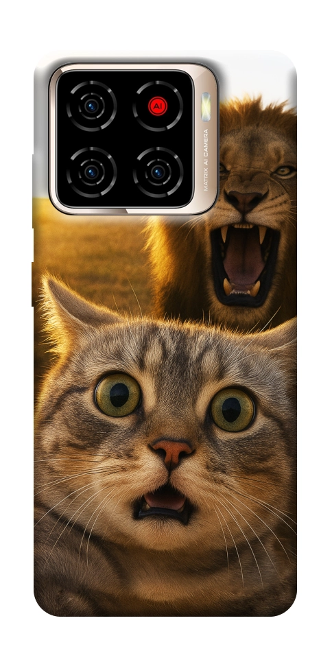 Чохол Shocked cat and lion для ZTE Blade A56