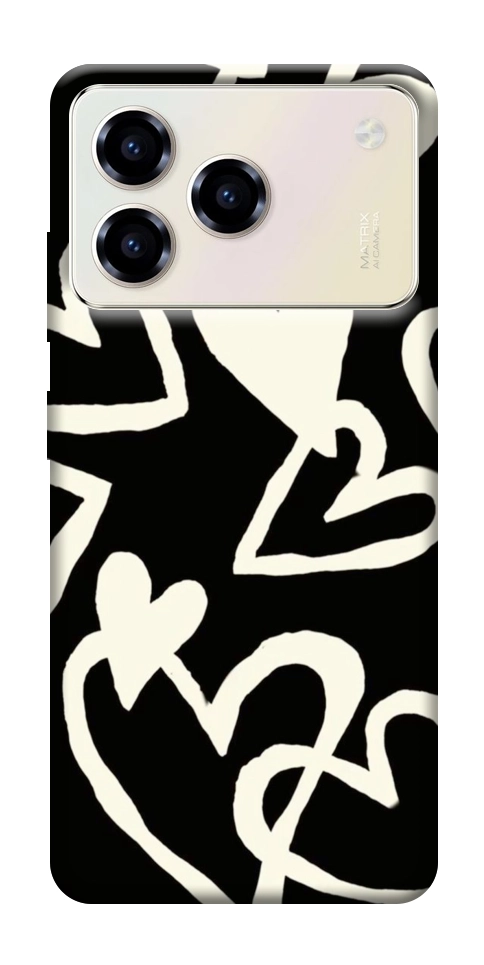 Чехол Black and white hearts для ZTE Blade A76 4G