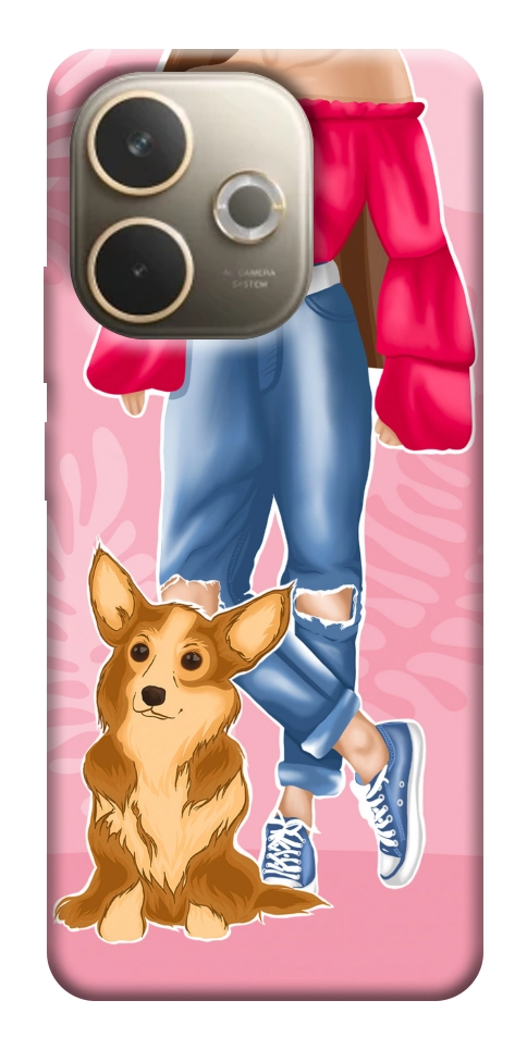Чехол Girl and corgi для Oppo A5 Pro 4G