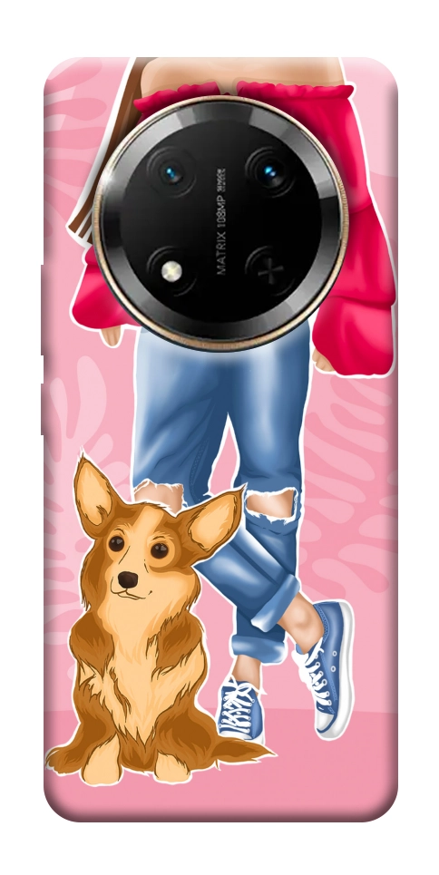 Чехол Girl and corgi для Huawei Honor X9c