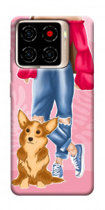 Чохол Girl and corgi для ZTE Blade A56