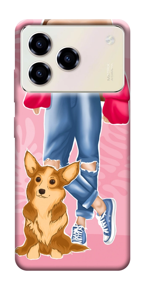 Чехол Girl and corgi для ZTE Blade A76 4G