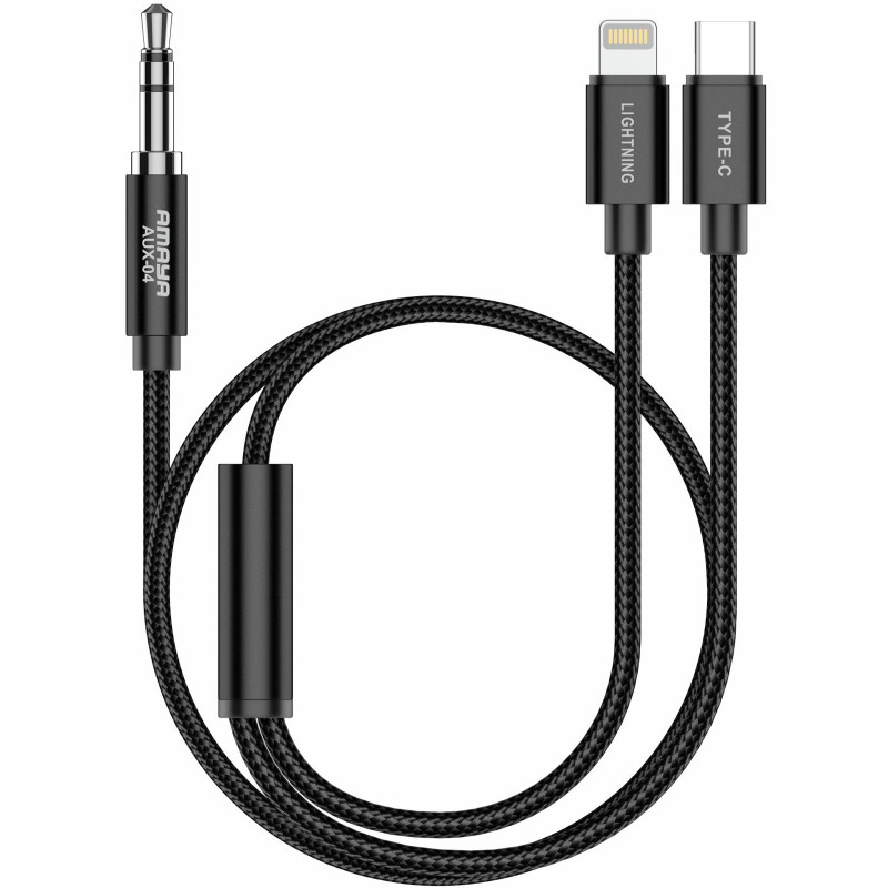 Аудио кабель Aux Amaya AUX-04 (Type-C/Lightning to AUX 3.5mm) (1.2m)