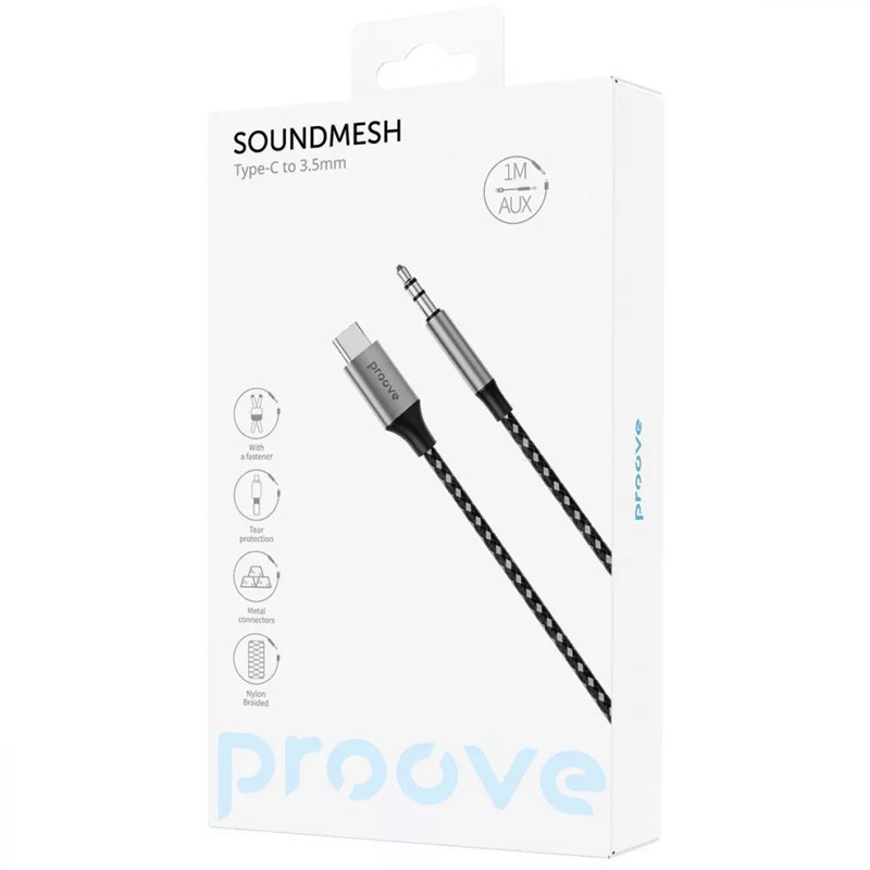 Фото Аудио кабель Aux Proove SoundMesh Type-C to 3.5mm (1m) (Gray) в магазине vchehle.ua