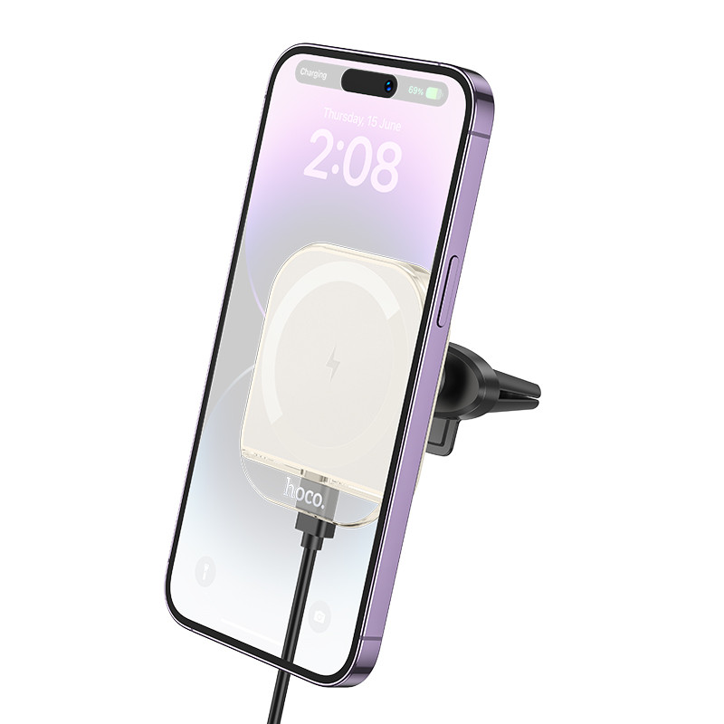 Автотримач з БЗП Hoco HW17 Crystal (air outlet) (White)
