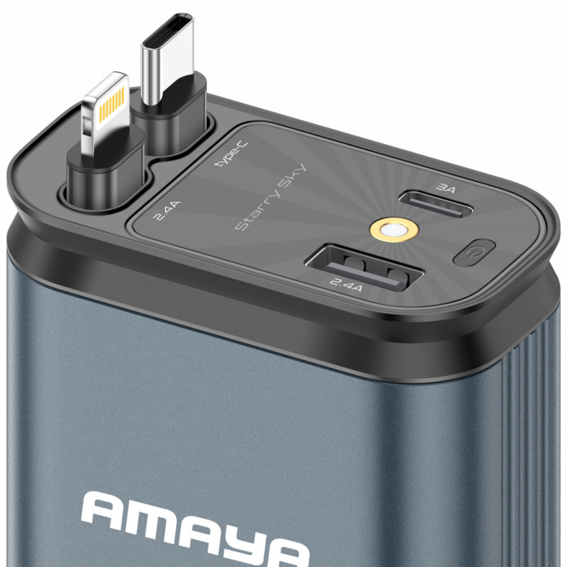 Фото АЗП Amaya ACC-CL11 PD57.5W+QC3.0 (1USB-A/1C) з retractable cable Type-C + Lightning (Gray) на vchehle.ua