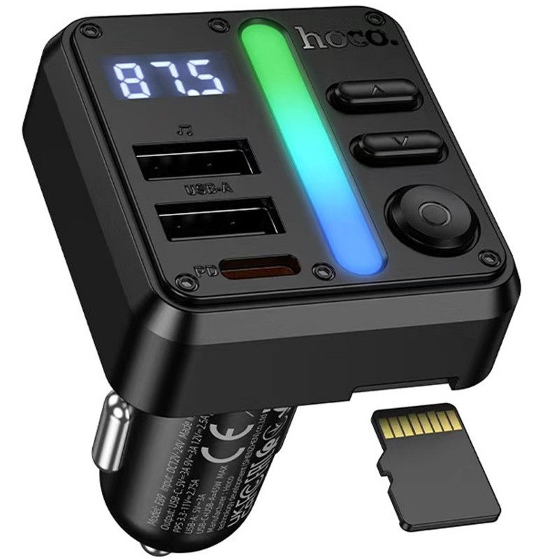 Фото АЗП FM модулятор Hoco E89 Libre PD30W+QC3.0 45W (1USB-A/1C) (Black) в маназині vchehle.ua