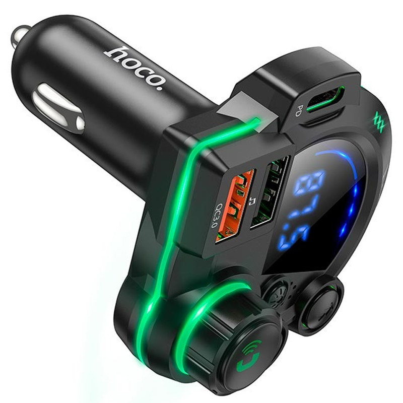 Фото АЗП FM модулятор Hoco DFM01 Legend 20W+QC3.0 (2USB-A/1C) (Black) в маназині vchehle.ua
