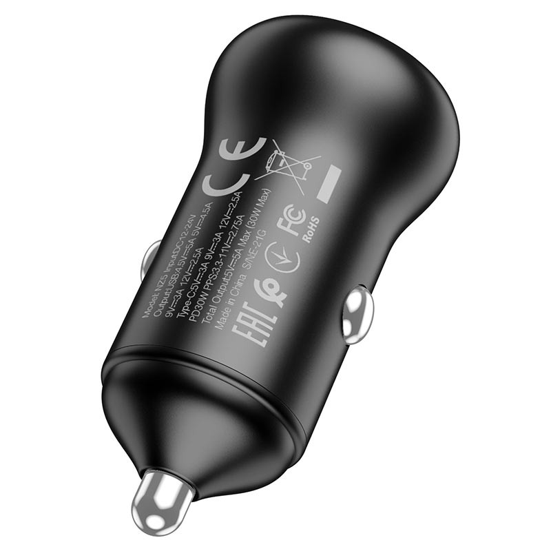 Купить АЗУ Hoco NZ5 Smooth road PD30W+QC3.0 (1USB-A/1C) (Черный) на vchehle.ua