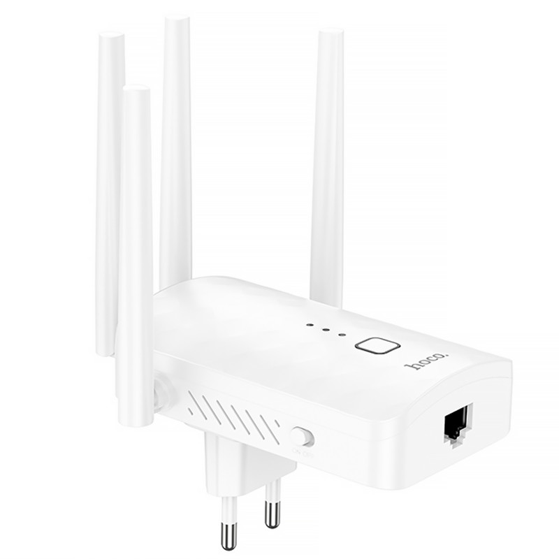 Фото Беспроводной Wi-Fi репитер Hoco HI35 300Mbs 2.4GHz (White) в магазине vchehle.ua