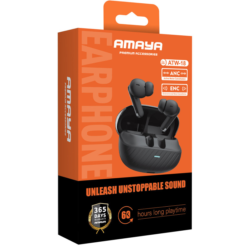 Фото Беспроводные TWS наушники Amaya ATW-18 ANC+ENC (Black) на vchehle.ua