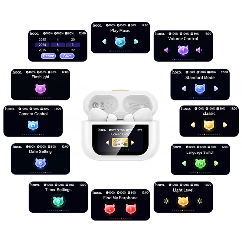 Заказать Беспроводные TWS наушники Hoco EW88 Rampino with Touch Screen ANC (White) на vchehle.ua