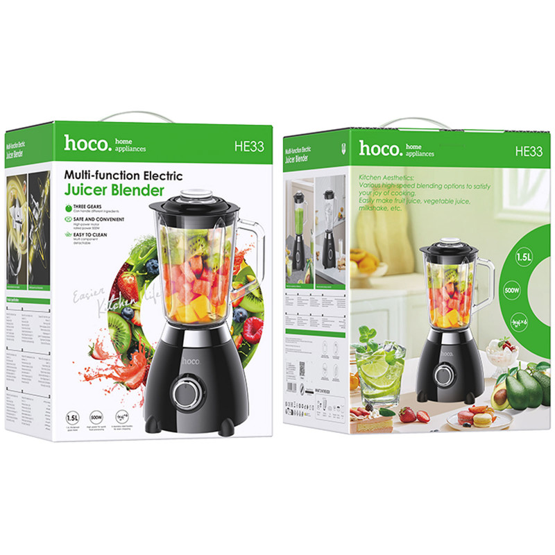 Купить Блендер Hoco HE33 Electric Retro Juicer 500W (1.5L) (Black) на vchehle.ua