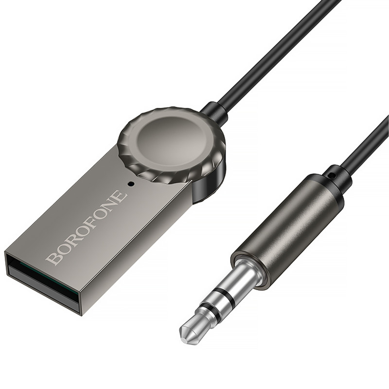 Фото Bluetooth аудио ресивер Borofone BC56 Peaceful (AUX 3.5mm+USB-A) (Metal gray) в магазине vchehle.ua