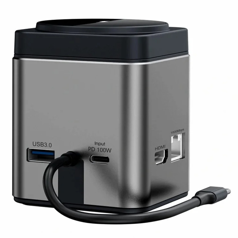 Фото БЗП + HUB WIWU Wi-W025 Cube 9in1 USB-C (Gray) на vchehle.ua