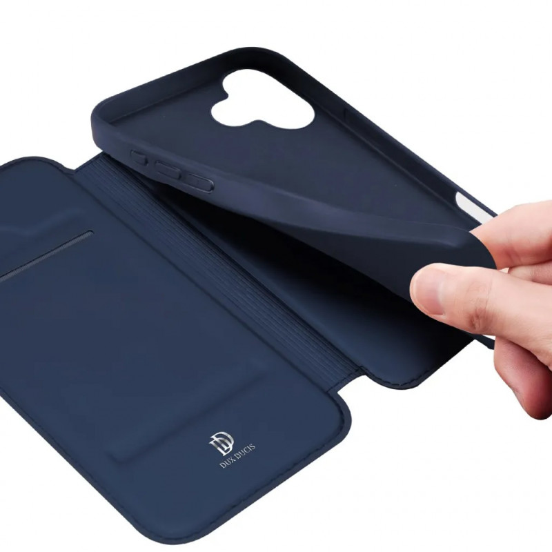 Чохол-книжка Dux Ducis з кишенею для візиток на Apple iPhone 17 (6.3") (Синій) в магазині vchehle.ua