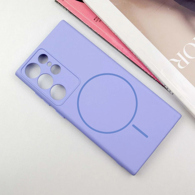 Фото Чехол Silicone Cover Lakshmi Full Camera (AA) with Magnetic Fit для Samsung Galaxy S23 Ultra (Сиреневый / Dasheen) на vchehle.ua