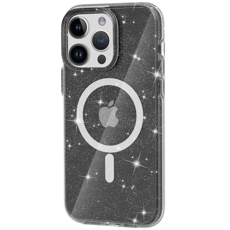 Чехол TPU Galaxy Sparkle Magnetic Fit для Apple iPhone 12 Pro Max (6.7") (Black+Glitter)
