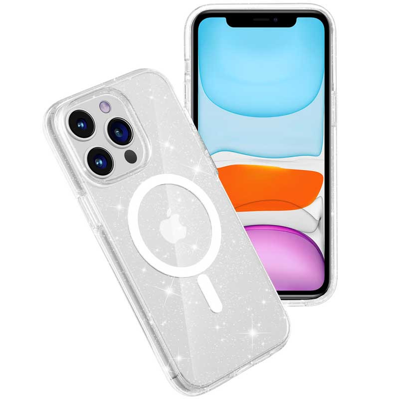 Фото Чехол TPU Galaxy Sparkle Magnetic Fit для Apple iPhone 12 Pro Max (6.7") (Clear+Glitter) в магазине vchehle.ua