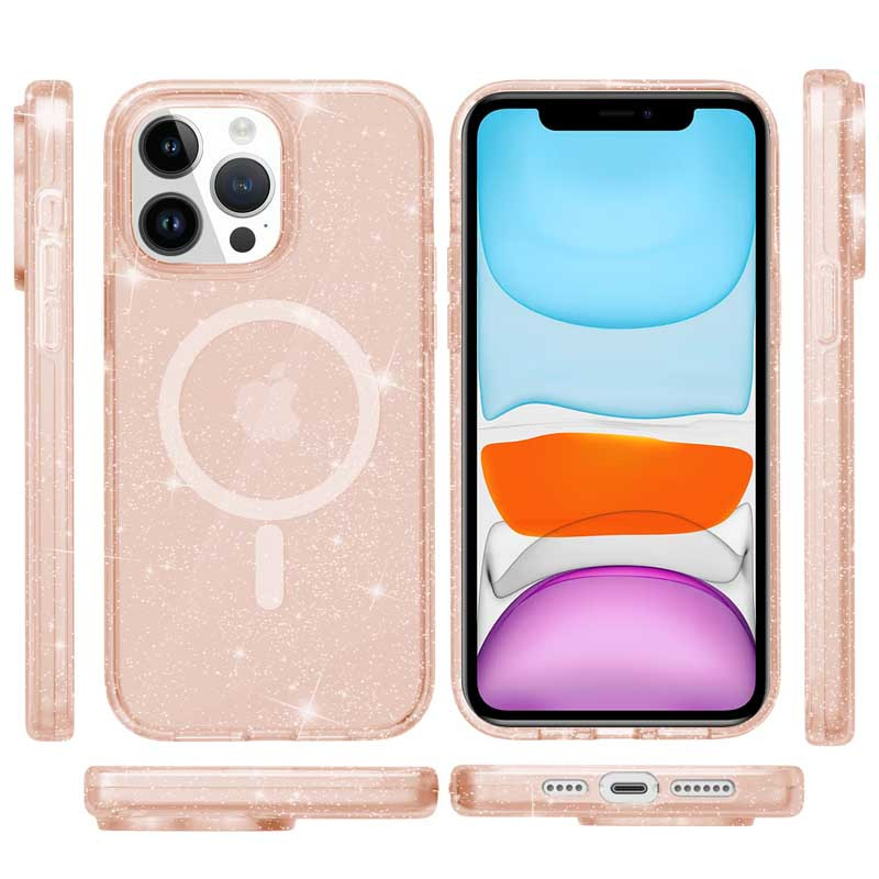 Фото Чехол TPU Galaxy Sparkle Magnetic Fit для Apple iPhone 12 Pro Max (6.7") (Gold+Glitter) на vchehle.ua