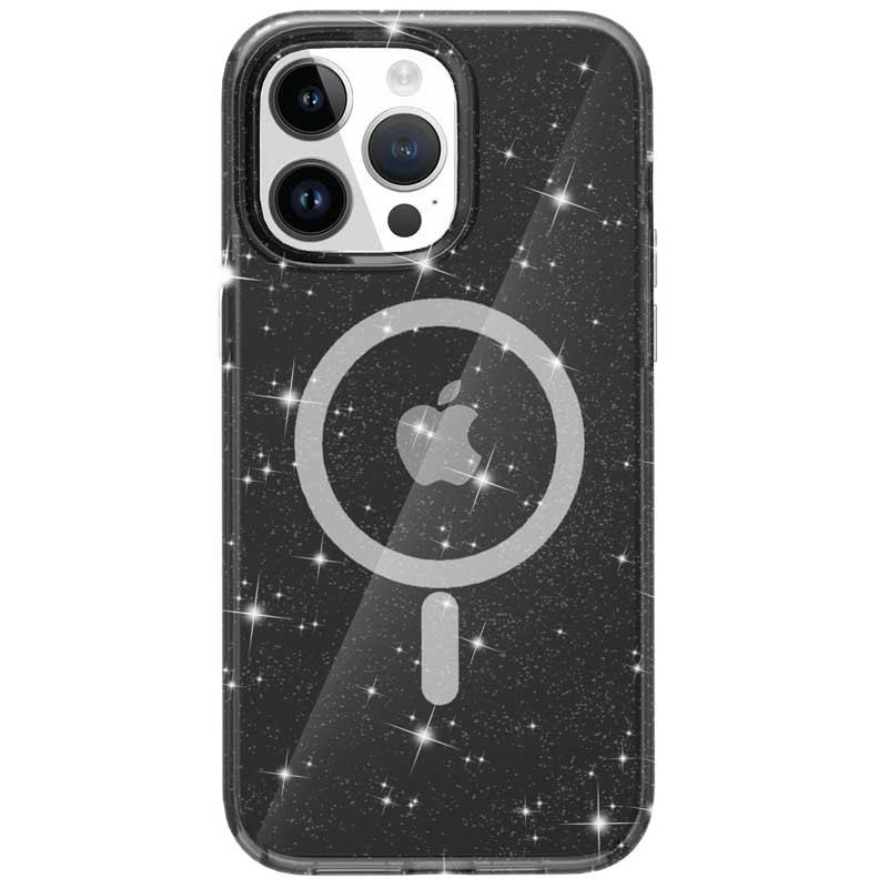 Фото Чехол TPU Galaxy Sparkle Magnetic Fit для Apple iPhone 14 Pro (6.1") (Black+Glitter) в магазине vchehle.ua