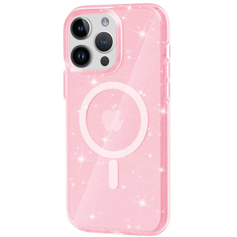 Чехол TPU Galaxy Sparkle Magnetic Fit для Apple iPhone 14 Pro Max (6.7") (Pink+Glitter)