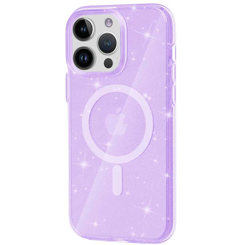 Чехол TPU Galaxy Sparkle Magnetic Fit для Apple iPhone 14 Pro Max (6.7") (Purple+Glitter)