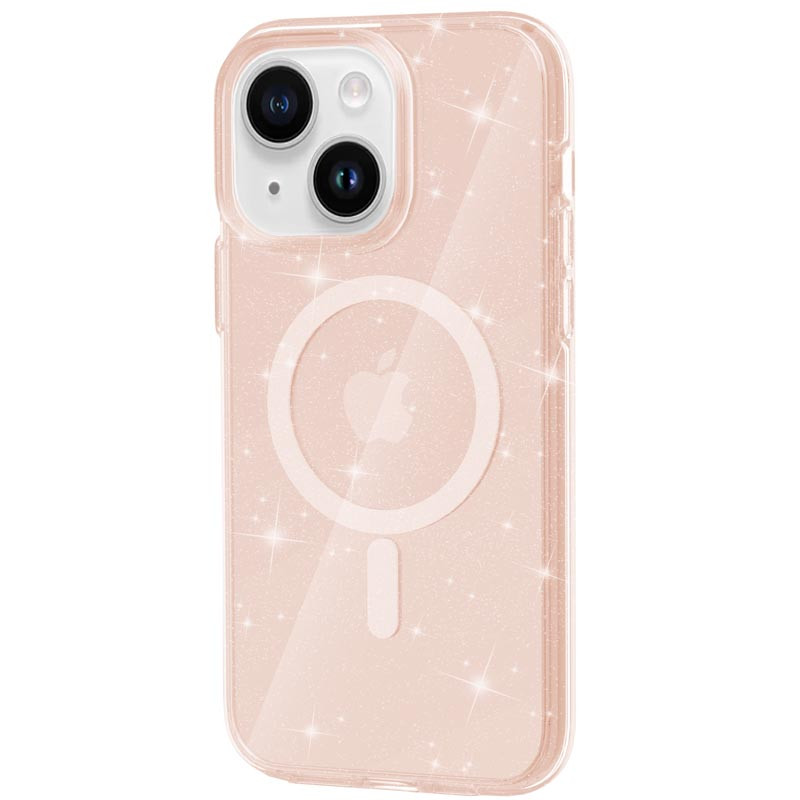 Чехол TPU Galaxy Sparkle Magnetic Fit для Apple iPhone 15 (6.1") (Gold+Glitter)