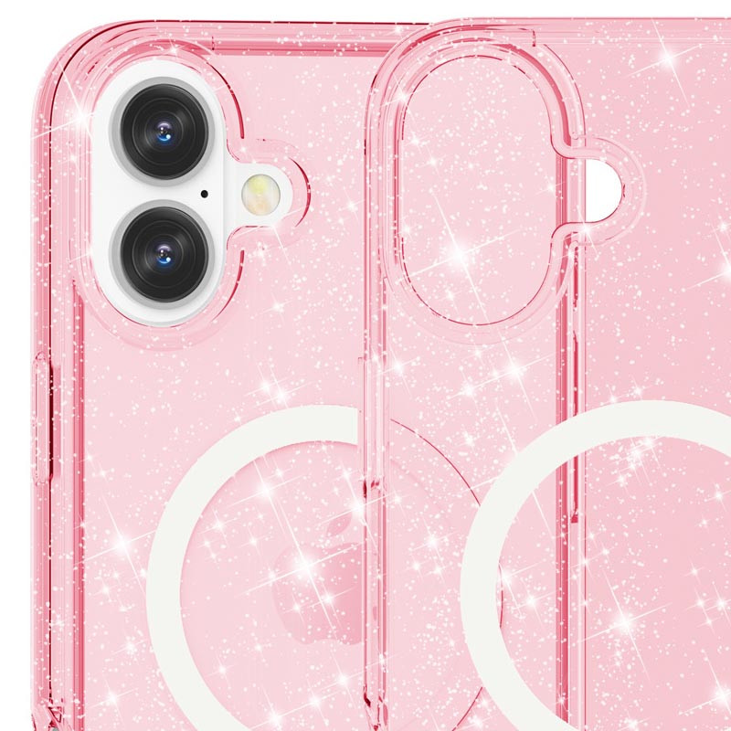 Фото Чехол TPU Galaxy Sparkle Magnetic Fit для Apple iPhone 16 (6.1") (Pink+Glitter) в магазине vchehle.ua