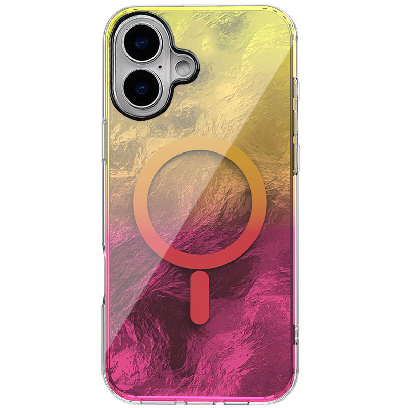 Чехол TPU Shiny Mountain Magnetic Fit для Apple iPhone 16 (6.1") (Yellow / Pink)