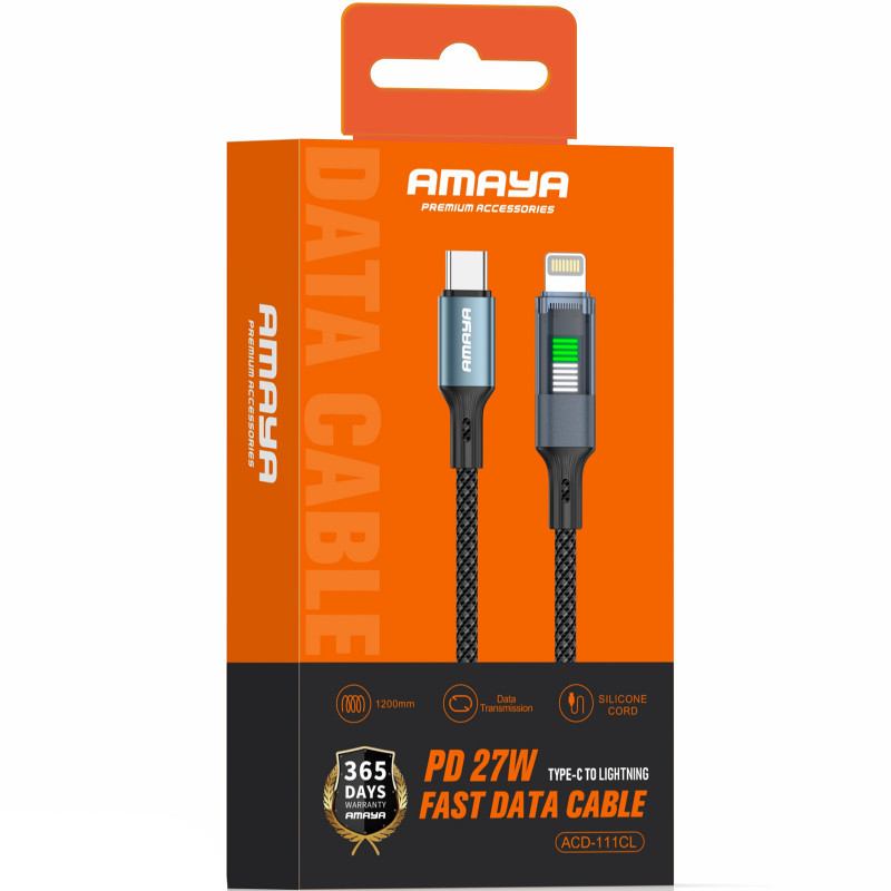 Фото Дата кабель Amaya 111CL Type-C to Lightning 27W (1.2m) (Black) на vchehle.ua