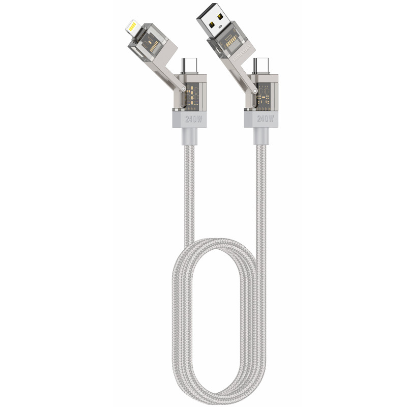 Дата кабель Amaya ACD-390 4in1 Type-C для освітлення/Type-C для USB 240W (1m) (Biege)
