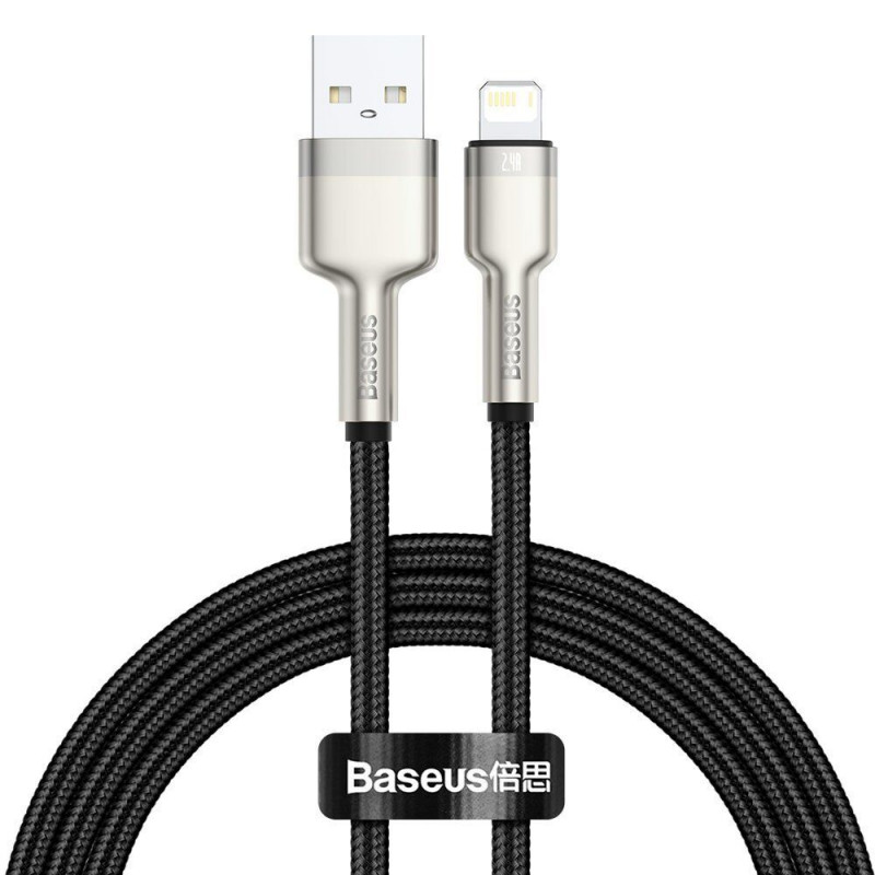 Дата кабель Baseus Cafule Metal USB to Lightning 2.4A (2m) (CALJK-B0) (Black)