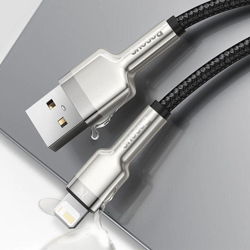 Фото Дата кабель Baseus Cafule Metal USB to Lightning 2.4A (2m) (CALJK-B0) (Black) на vchehle.ua