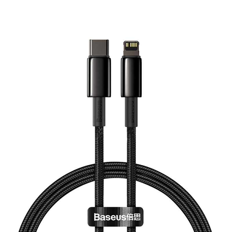 Дата кабель Baseus Tungsten Gold Type-C to Lightning PD 20W (2m) (CATLWJ) (Черный)