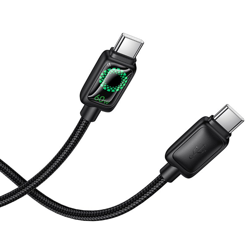 Купити Дата кабель Hoco U146 Mundo Type-C to Type-C 60W (1.2m) (Black) на vchehle.ua