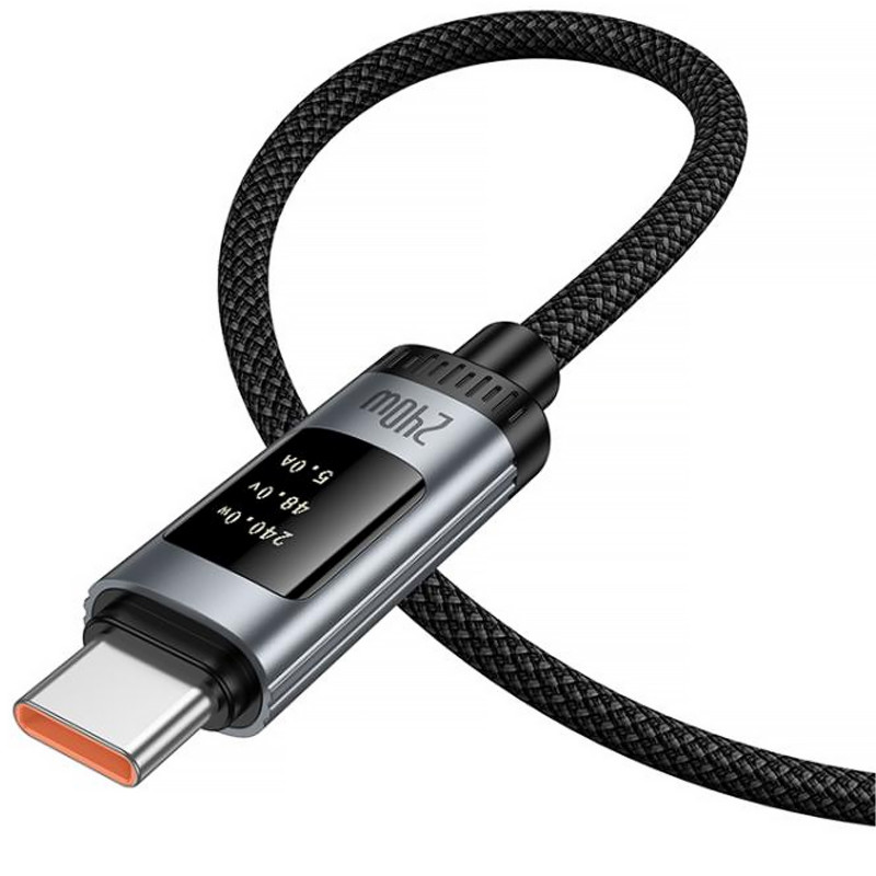 Дата кабель Hoco U148 Lord with display Type-C to Type-C 240W (1.2m) (Black) в магазине vchehle.ua