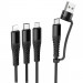 Фото Дата кабель Hoco X123 Victory 6in1 USB/Type-C to Lightning/Type-C/MicroUSB 3A (1m) (Black) в магазине vchehle.ua
