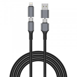 Дата кабель WIWU C085 Raptor Pro 4in1 Type-C to USB/Type-C to Lightning 240W (1.2m)