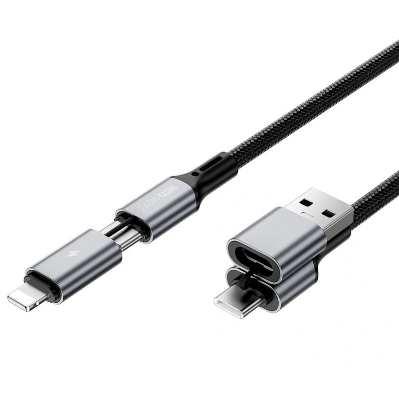 Фото Дата кабель WIWU C085 Raptor Pro 4in1 Type-C to USB/Type-C to Lightning 240W (1.2m) (Black) на vchehle.ua