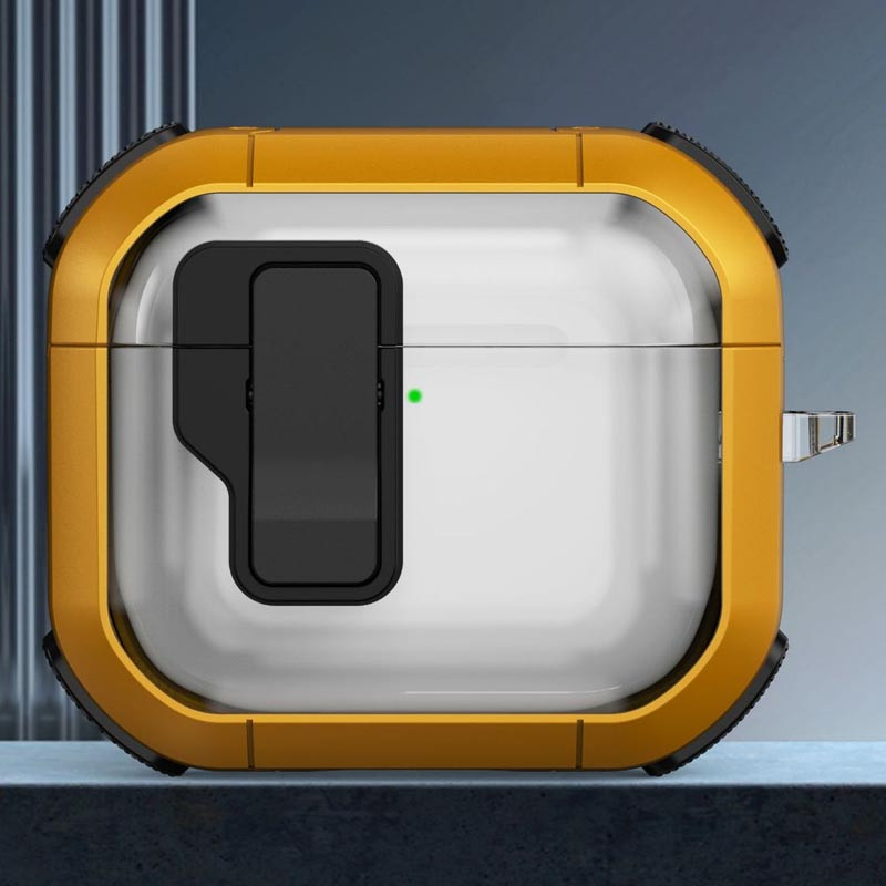 Фото Футляр противоударный Locking Button для наушников Airpods Pro 2 / Pro (Yellow) на vchehle.ua