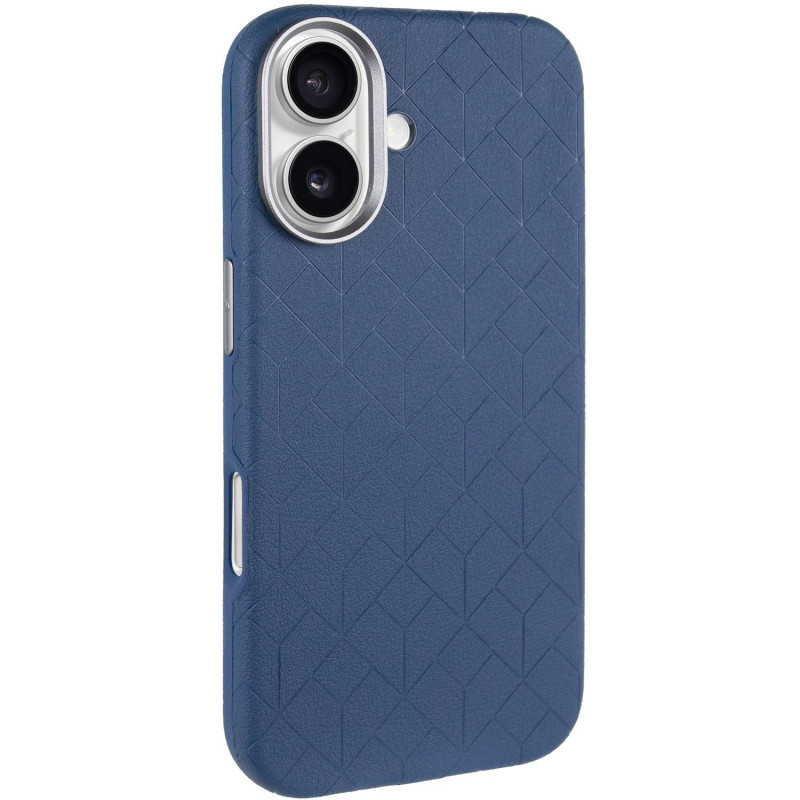 Кожаный чехол Carved with Magnetic Safe для Apple iPhone 16 (6.1") (Blue)