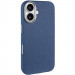 Кожаный чехол Carved with Magnetic Safe для Apple iPhone 16 (6.1") (Blue)