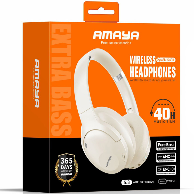 Фото Накладные беспроводные наушники Amaya H360D ANC (Black) на vchehle.ua