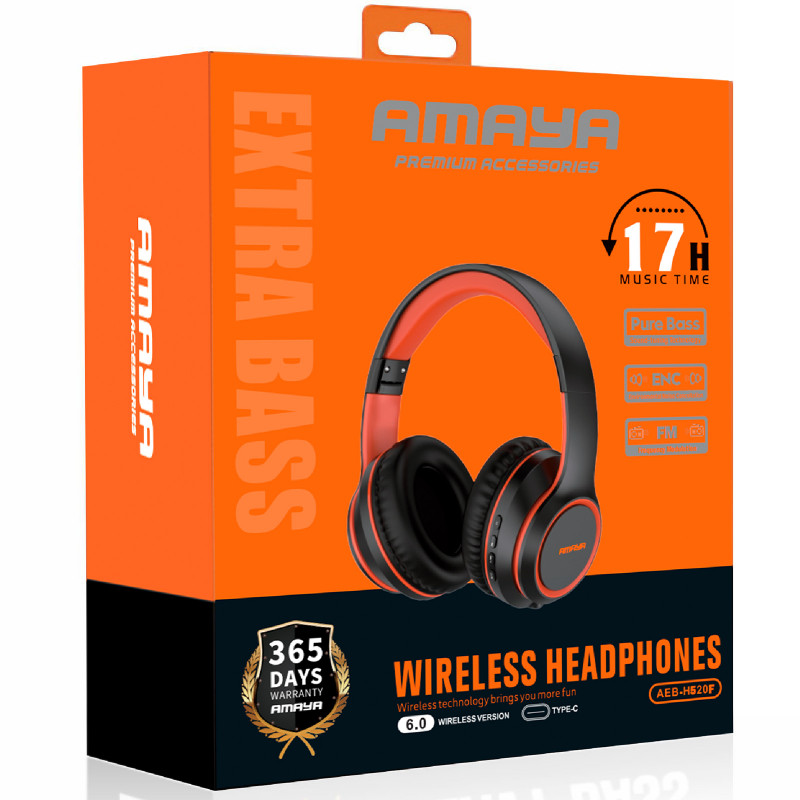 Фото Накладные беспроводные наушники Amaya H520F with audio recording (Black) на vchehle.ua