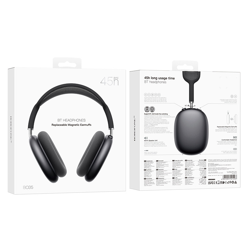 Накладные беспроводные наушники Borofone BO35 Plus Adorable ANC (Deep space gray) в магазине vchehle.ua