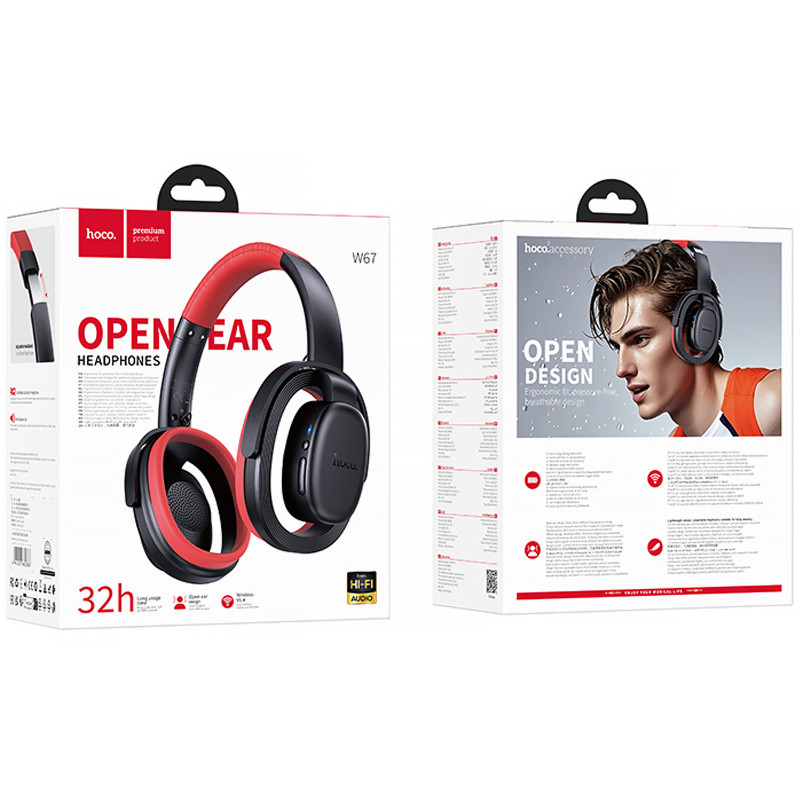 Фото Накладные беспроводные наушники Hoco W67 Rhyme Open Ear (Black) в магазине vchehle.ua