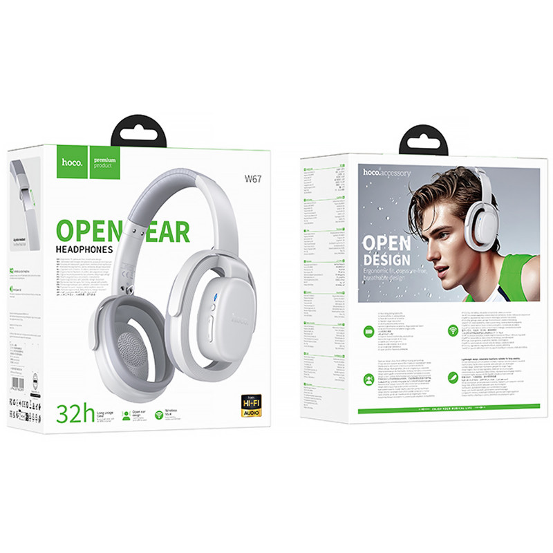 Фото Накладные беспроводные наушники Hoco W67 Rhyme Open Ear (Gray) в магазине vchehle.ua