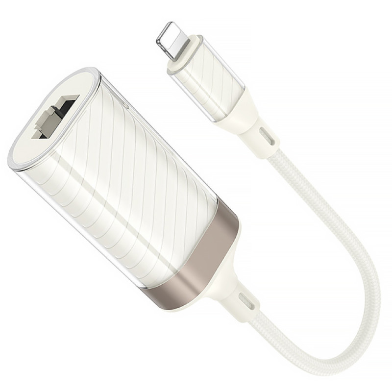 Перехідник Hoco UA41A Crystal Lightning to RJ45 100 Mbs (0.15m) (Apricot) в магазині vchehle.ua