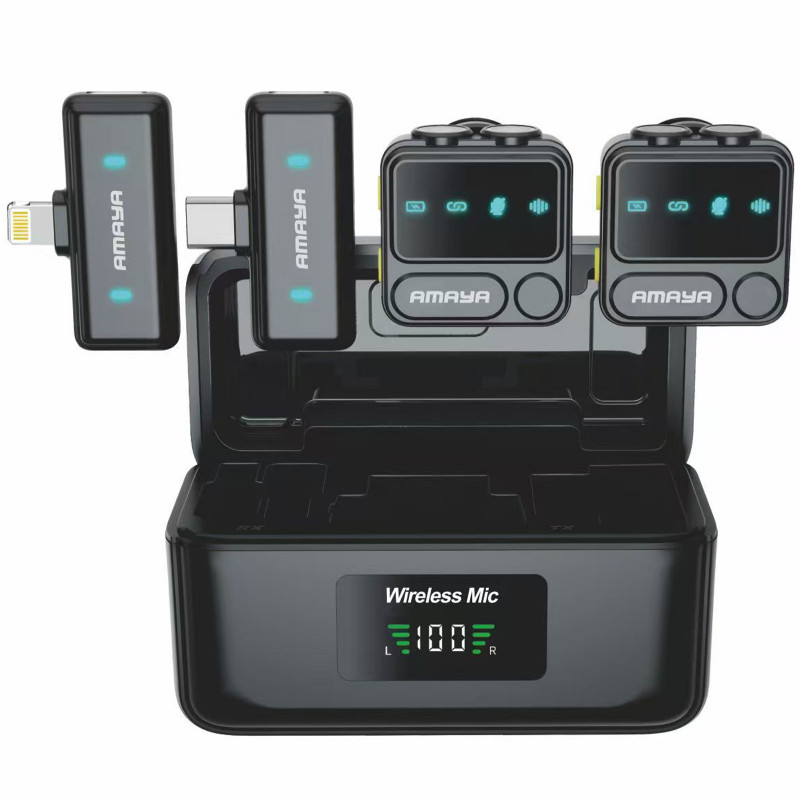 Петличный беспроводной микрофон Amaya ANC100 dual-mic 2in1 (Lightning/Type-C)